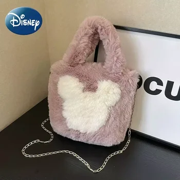 Сумка через плечо с Микки Маусом Disney для женщин и девочек, плюшевая сумка через плечо, сумки-тоут, роскошная дизайнерская портативная сумка, Бесплатная доставка