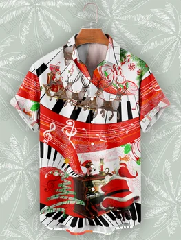 Счастливого Рождества, Мужские Рубашки, Высококачественная Гавайская рубашка На пуговицах, Уличная Повседневная Рубашка На пуговицах Для Вечеринок, Оверсайз