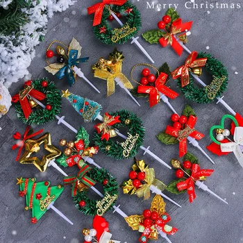 Украшение Рождественского торта, Вставляемая Рождественская елка, круг из травы Лося, Подарок Санта-Клауса, открытка с украшением в виде снеговика, отделочные изделия
