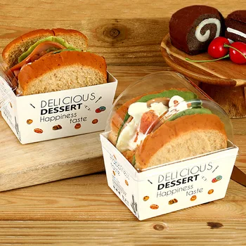 Упаковка для продуктов по индивидуальному заказу коробка для выпечки десертов упаковка для выпечки на вынос коробка для сэндвичей с крышкой