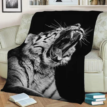 фланелевое одеяло с головой разгневанного дикого тигра с 3D принтом, согревающее Диван, Детское одеяло, Домашний декор, Текстиль, Семейный подарок Мечты