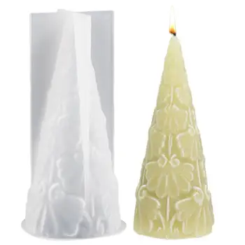Форма для конусной свечи, силиконовая форма с текстурой цветка, форма для изготовления свечей, форма для изготовления конусных свечей ручной работы, 3D Силиконовая форма