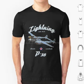 Футболка с самолетом-38 Lightning Wwii Classic Футболка Warbird Большого размера из 100% хлопка Футболка с самолетом-38 Lightning Wwii Classic