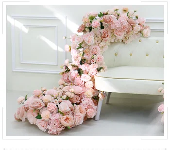Цветочный свадебный фон, настольная дорожка, центральное украшение, цветочный бал, цветочный ряд для дивана, витрина.