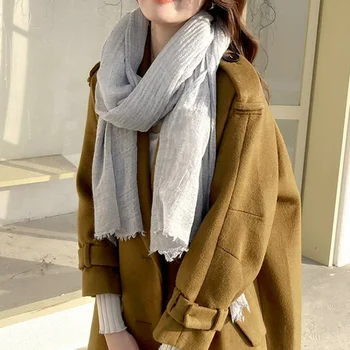 Шерстяной шарф 2023, Новый осенне-зимний однотонный шарф, оптовая продажа, модный шарф-шаль средней длины для женщин
