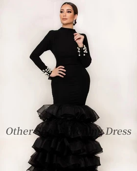 Элегантные черные вечерние платья Other Shore С сексуальным вырезом и жемчугом, многослойное платье для официальных мероприятий 2023 vestidos de gala