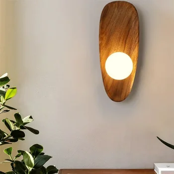 Японский минималистичный настенный светильник для гостиной из массива дерева, бра, крыльцо, светодиодный кабинет Рядом с лампой, Скандинавский современный фон, Бытовая техника