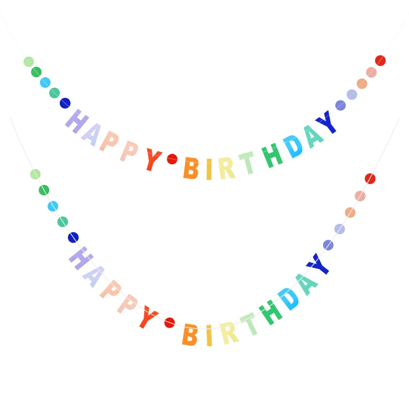 Градиентный цветной баннер с Днем Рождения, Бумажная гирлянда Rianbow, Подвесной флаг, принадлежности для украшения детского Дня рождения Изображение 0