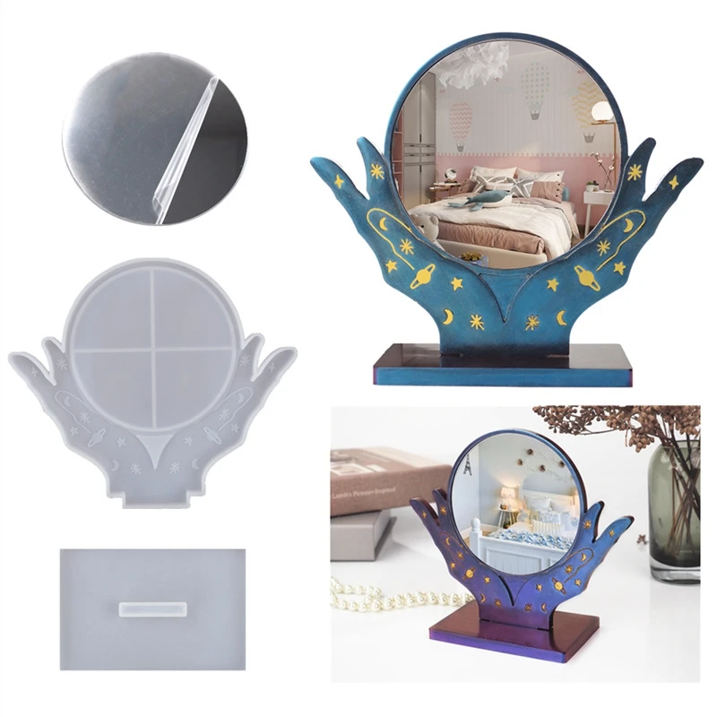Домашнее Декоративное зеркало из эпоксидной смолы, силиконовая форма с 5 зеркалами, сделай САМ, Настольное зеркало для макияжа, Сделай САМ, Художественное ремесло Изображение 0