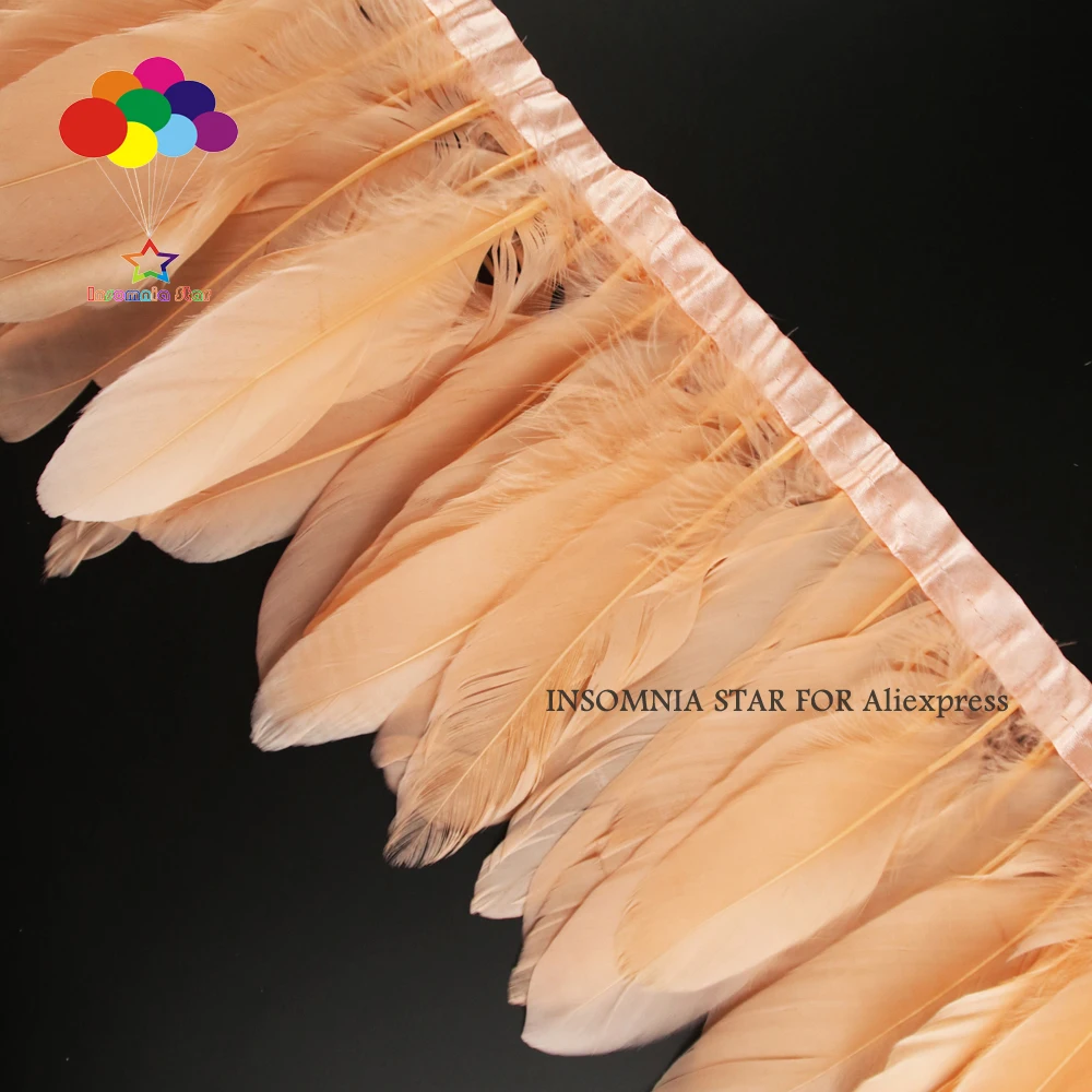 Окрашенная отделка из розового гусиного пера в виде ракушки, 2 метра / лот, ленты высотой 15-20 см с бахромой Изображение 0