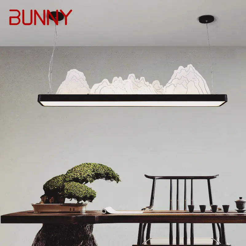 Подвесные светильники BUNNY LED 3 цвета с пейзажем в китайском стиле, подвесные светильники и люстры для чайного домика, декор столовой Изображение 0