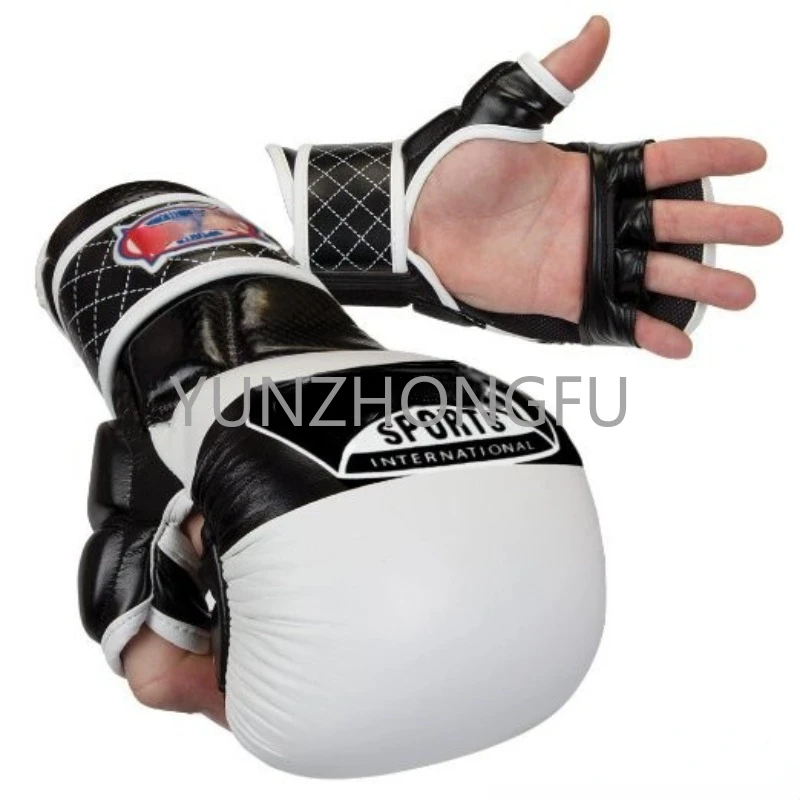 Профессиональные перчатки для ММА с утолщенным мешком с песком на половину пальца, тренировочные боевые перчатки UFC для мужчин и женщин. Изображение 0
