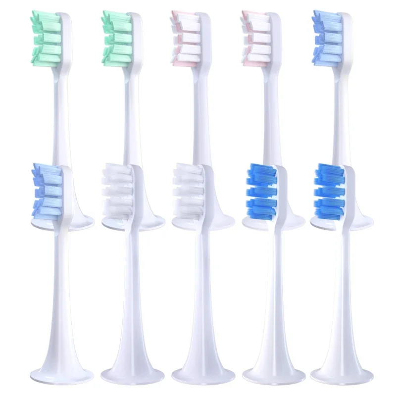 Сменные Насадки-Щетки Для XIAOMI MIJIA T300/500 Sonic Electric Toothbrush Cleaner С Мягкой Щетиной DuPont Вакуумные Насадки 10ШТ Изображение 0