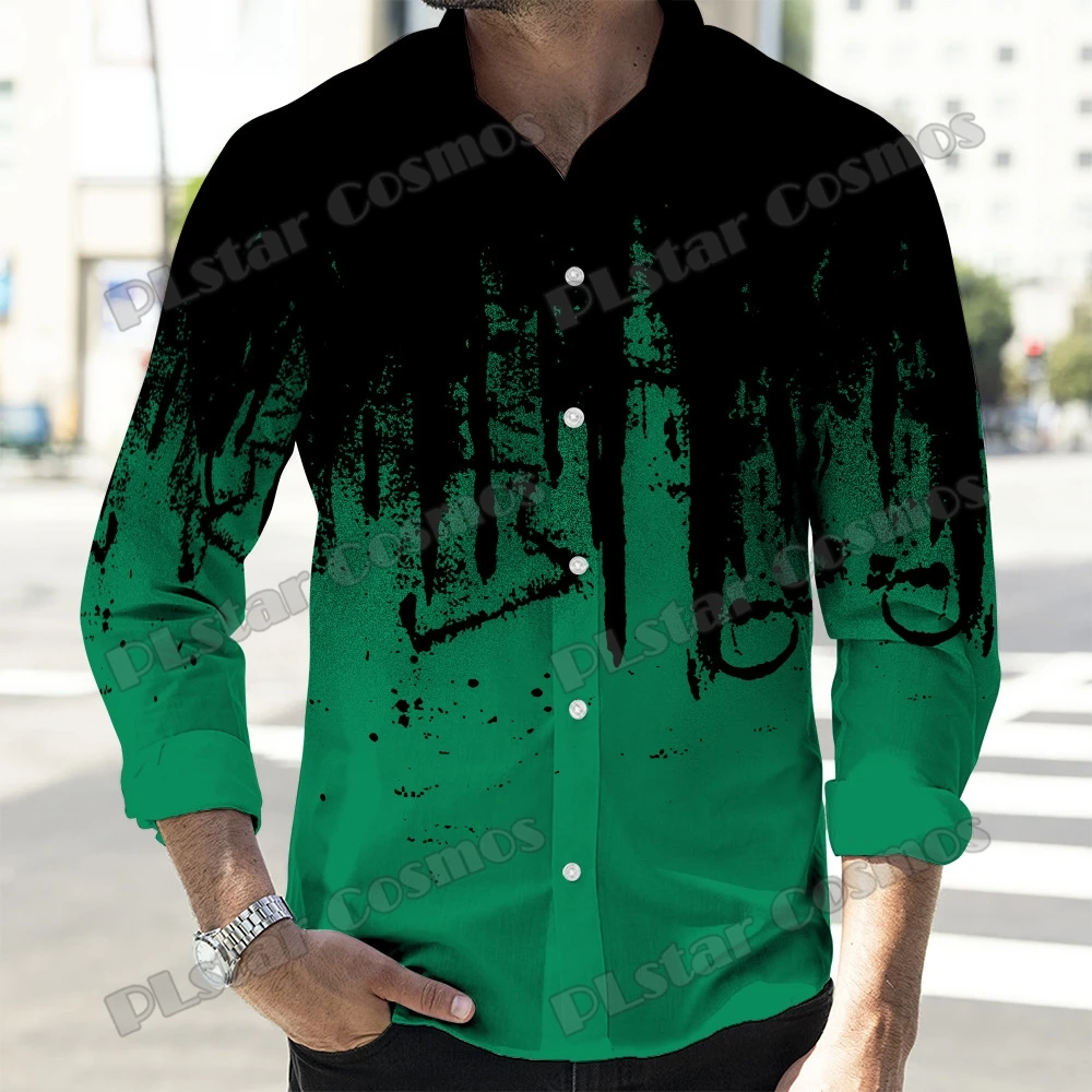 PLstar Cosmos, граффити, черно-красный 3D принт, модные мужские рубашки на пуговицах с длинным рукавом, весенняя повседневная рубашка с лацканами CXS36 Изображение 1