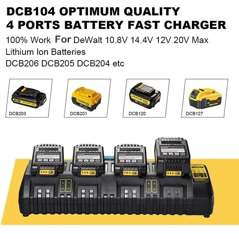 Зарядное Устройство Для Dewalt 20V Литий-ионный Аккумулятор DCB104 DCB102 Литий-Ионный Аккумулятор DCB118 DCB1418 DCB140 DCB183 DCB200 USB Out 5V Изображение 1