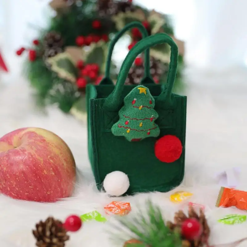 Рождественская сумка для упаковки конфет и печенья, украшение для Рождественской вечеринки, 2 шт., Милые Рождественские сумки-тоут С ручками, аксессуары Изображение 1