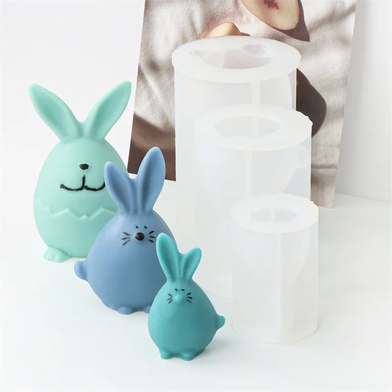 Симпатичная Силиконовая Форма Для Свечей 3D Bunny Rabbit Shape Корейская Форма для Помадки для Свечей Принадлежности Для Мыловарения Новый 2023 Изображение 1