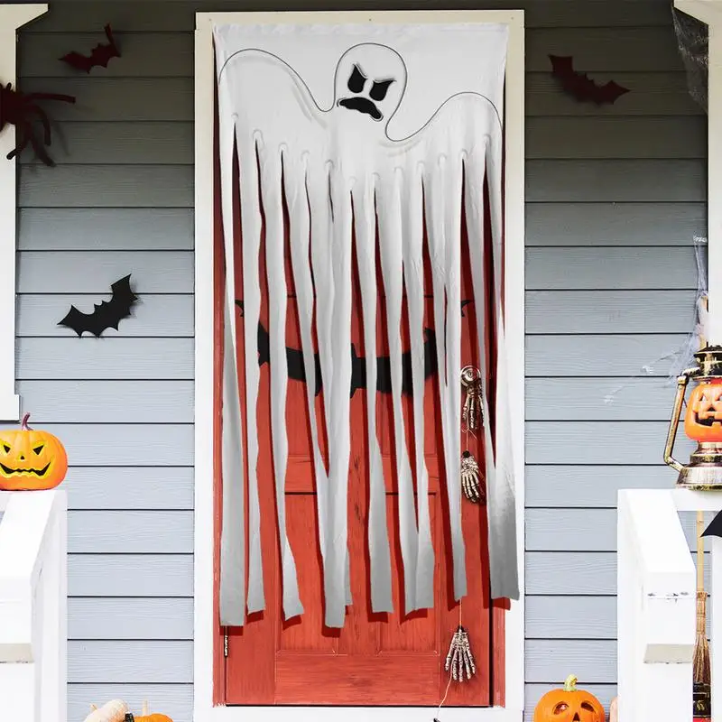 Украшения с привидениями на Хэллоуин, украшения для дверей и окон, украшения для дверей и окон с привидениями на Хэллоуин, Декор с привидениями на Хэллоуин для вечеринки в доме с привидениями Изображение 1