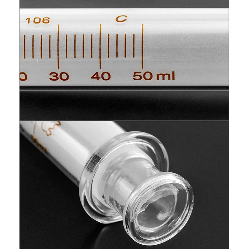 4 упаковки многоразового стеклянного шприца Luer Lock без иглы, 50 мл Изображение 2