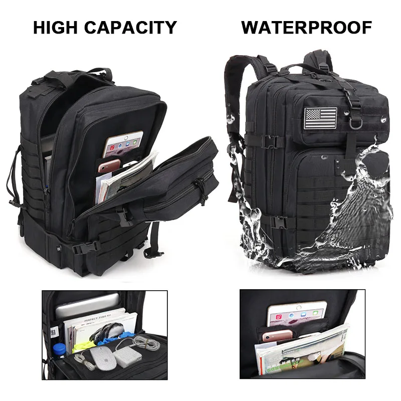 50 л/30 л Нейлоновая водонепроницаемая сумка Для мужчин, Походный рюкзак для кемпинга, военная Тактическая 3P Штурмовая сумка, Походный рюкзак для охоты, рыбалки Изображение 2