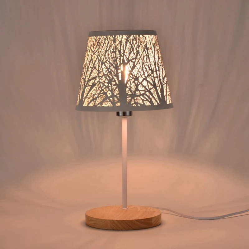 Небольшой абажур, металлический абажур в форме бочонка с рисунком деревьев для настольной люстры, настенного светильника, черный Изображение 2