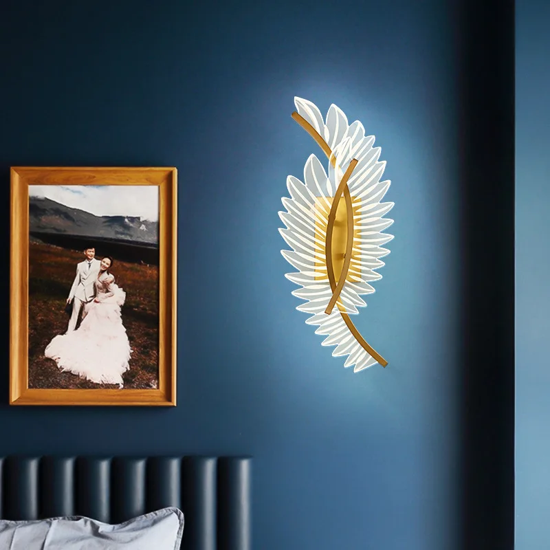 Освещение спальни, светодиодные настенные светильники для дома, гостиная, современная отделка стен в помещении, дизайн Gold Wings, абажур, бра, светильник Изображение 2