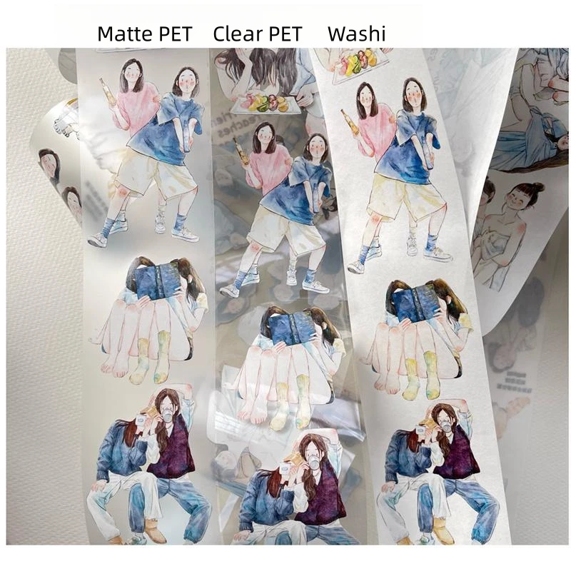 #A8 6 см x 5 м Ленты для скрапбукинга Sisters Girl Washi PET, винтажный материал для ведения журналов, клейкие наклейки, товары для рукоделия Papeleria Изображение 3