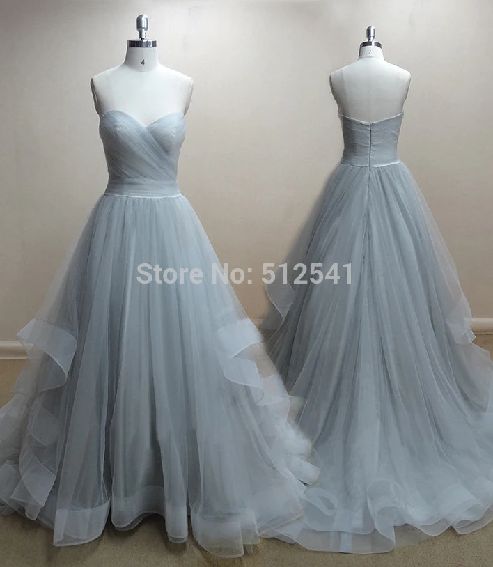 Актуальные изображения Свадебные платья трапециевидной формы со складками и шлейфом на заказ Свадебные платья 2019 vestidos de gala Изображение 3
