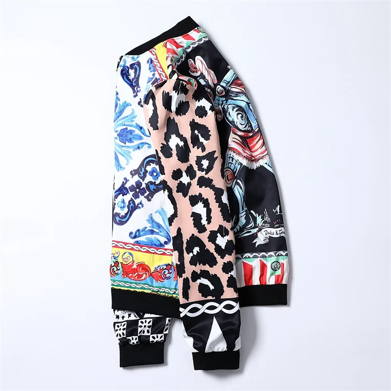 Бомбер в стиле хип-хоп с леопардовым принтом Мужская уличная одежда Модный бренд Label Varsity 2023 Женская Осенняя куртка для колледжа Унисекс Изображение 3