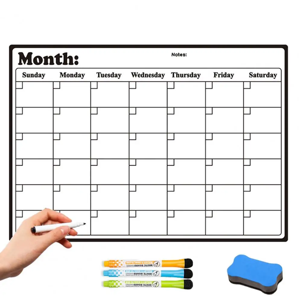 Магнитный календарь на холодильнике, доска с маркером сухого стирания, Стираемый еженедельник на холодильнике, Магнитный календарь calendario Изображение 3