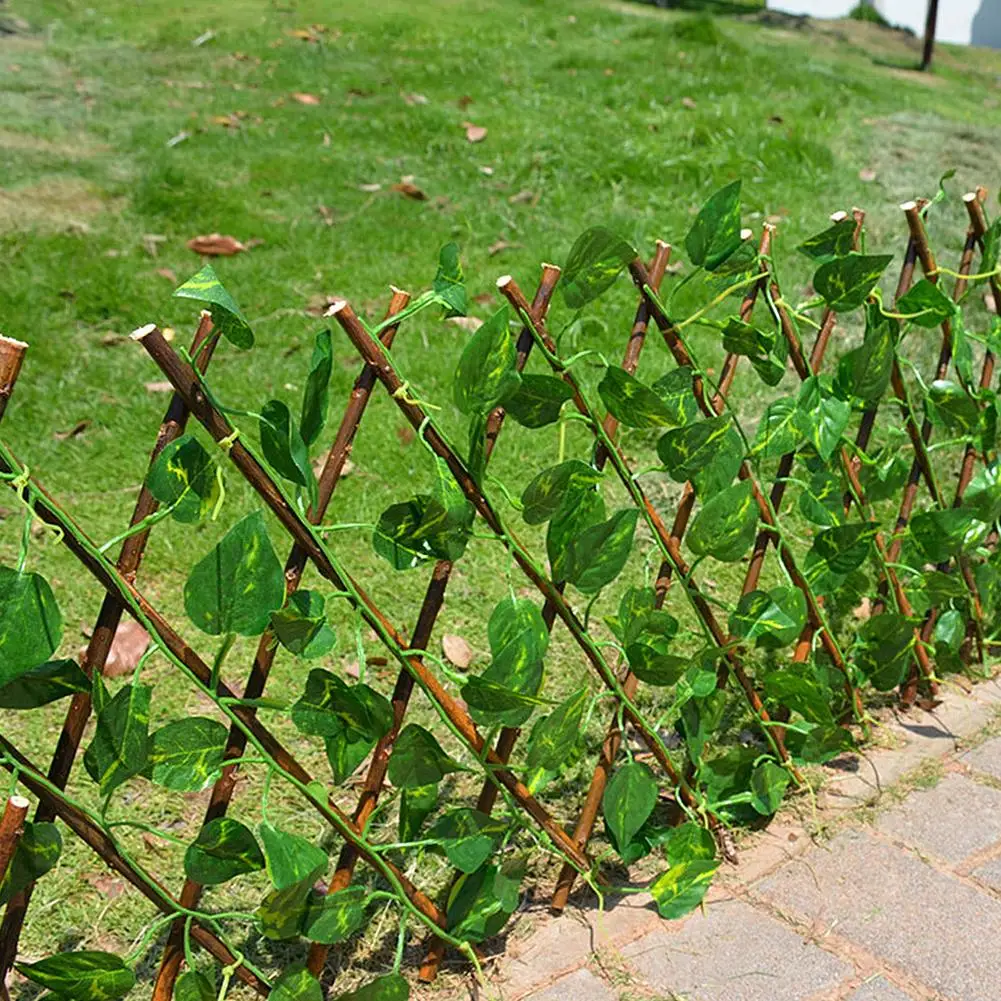 Садовая решетка, Расширяемая опора для растений, Ивовая решетка, Выдвижной деревянный забор, имитация забора, Деревянный забор для двора Изображение 3