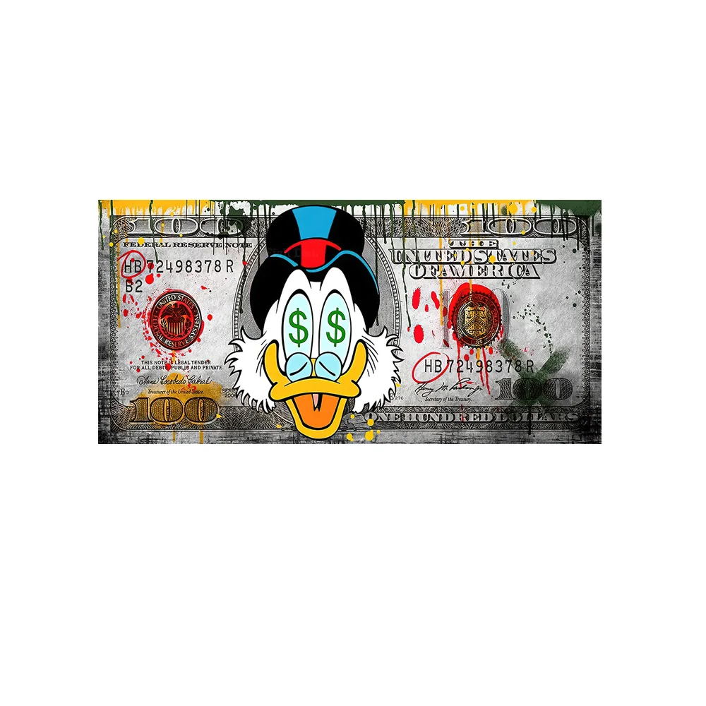 Скрудж Макдак, Доллары, граффити, холст, плакаты и принты, деньги, поп-граффити, картины на стене, художественные картины Cuadros Изображение 3