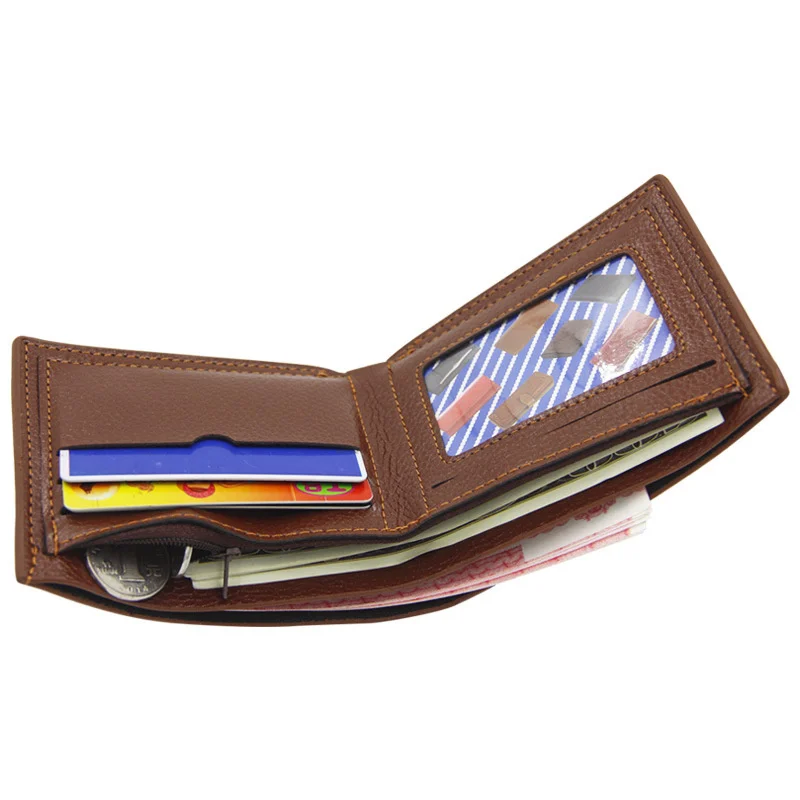 Тонкий кожаный мужской кошелек, роскошный Короткий кошелек для карт, мужской Маленький кошелек для монет, Многофункциональный держатель для кредитных карт для мужчин Изображение 3