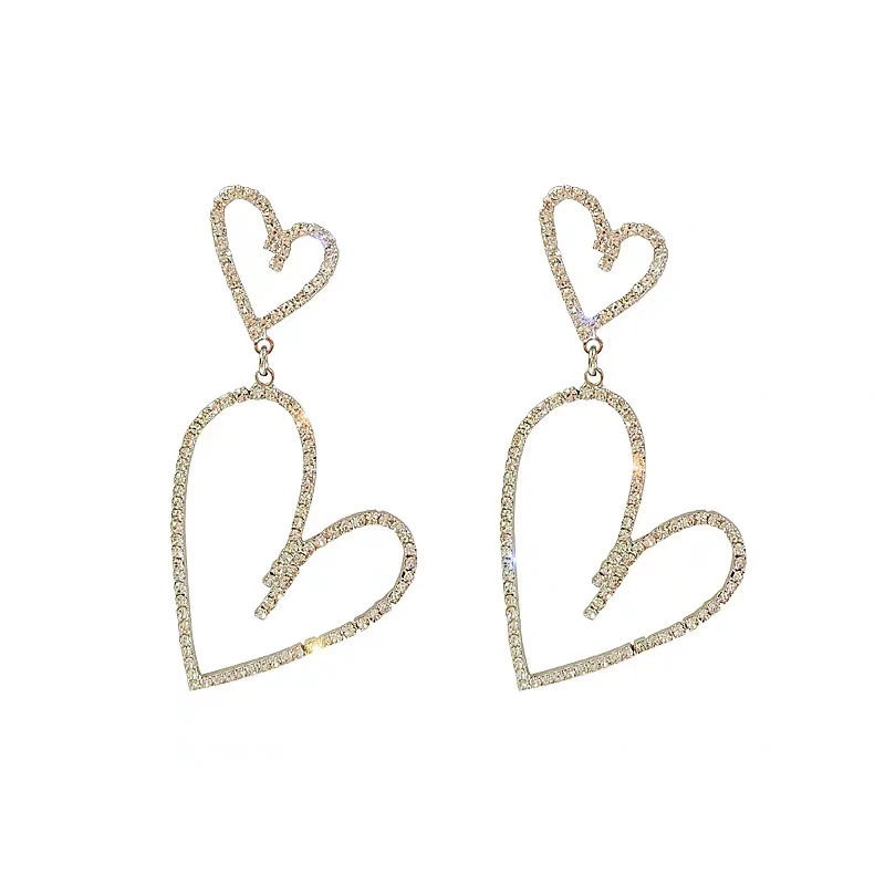 Золотые и серебряные серьги-сердечки в корейском стиле с кристаллами для женщин, новые модные ювелирные изделия Oorbellen Brincos Изображение 4