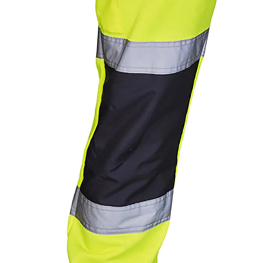Мужские брюки, повседневные брюки из светоотражающего флиса, санитарная униформа в полоску, низ брюк для обеспечения безопасности труда с высокой видимостью Изображение 4