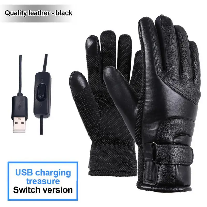 Мужские перчатки с подогревом, перезаряжаемая USB-грелка для рук, Перчатки с электрическим подогревом, Зимние велосипедные велосипедные перчатки с сенсорным экраном, ветрозащитные Изображение 5