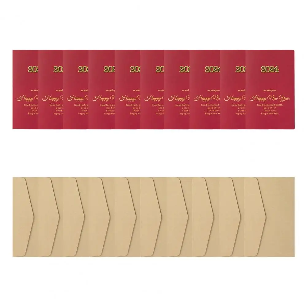 Поздравительная открытка 2024 года, Набор открыток с благословением на Китайский Новый год, 10 Винтажных Золотых открыток с конвертами, Элегантный 2024 Год Дракона Изображение 5