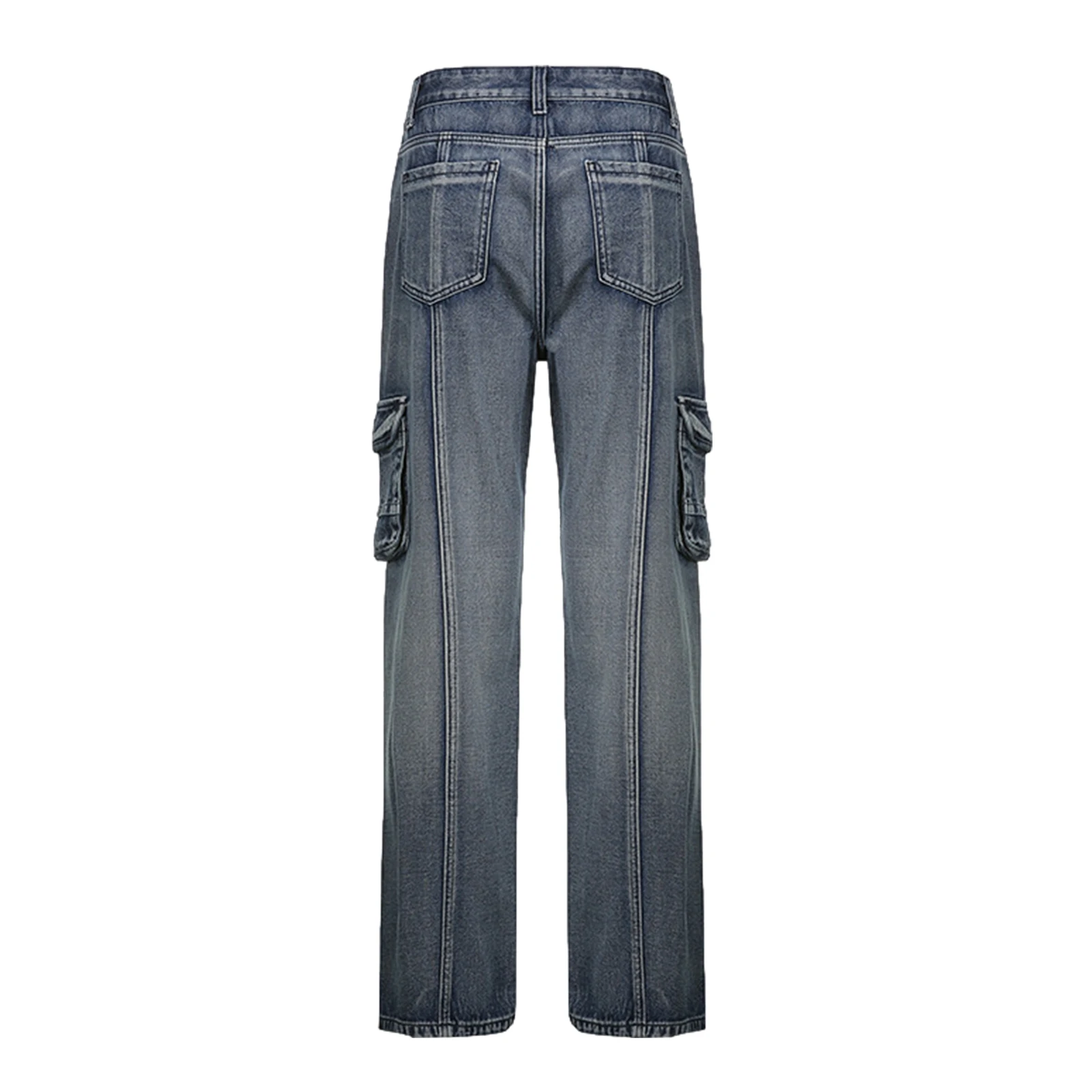 Сексуальные женские Джинсы с карманами и низкой талией Y2K 90-х, винтажные мешковатые джинсовые брюки-карго Harajuku, женские Прямые длинные брюки, уличная одежда Изображение 5