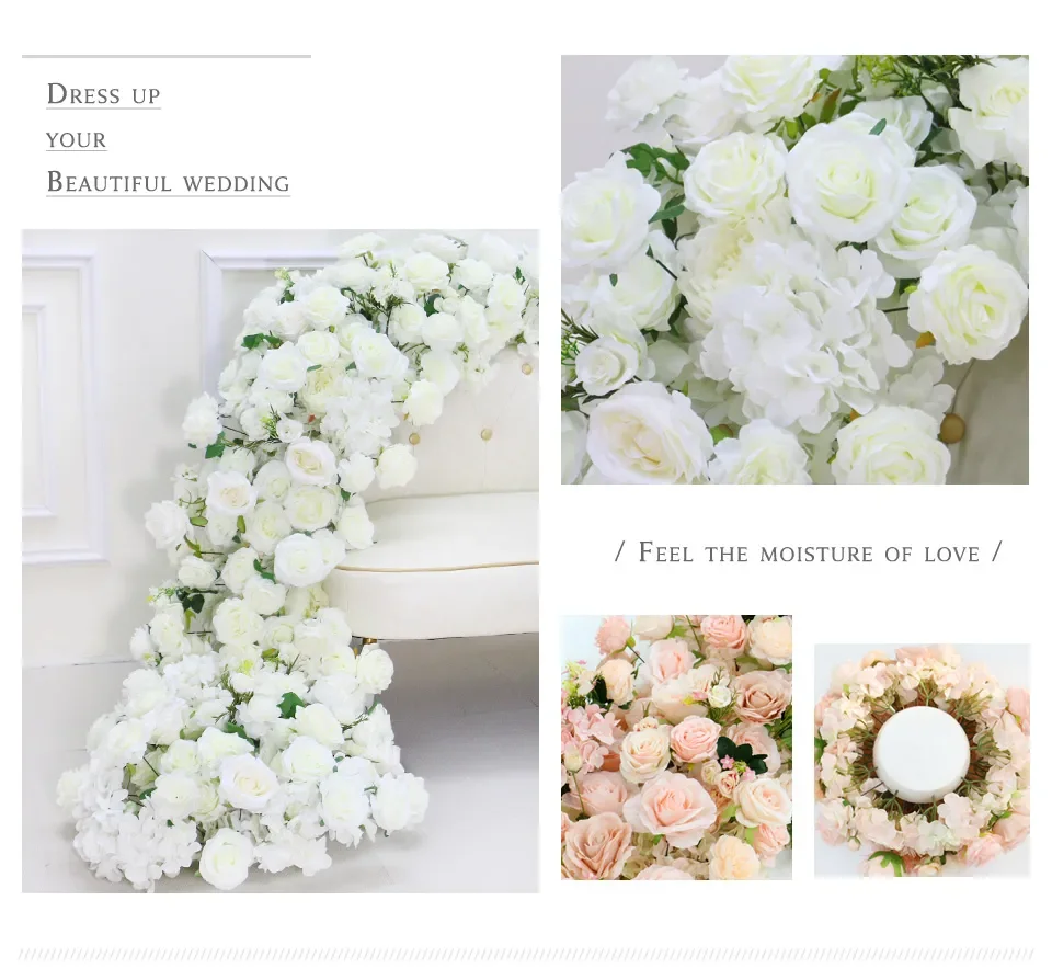 Цветочный свадебный фон, настольная дорожка, центральное украшение, цветочный бал, цветочный ряд для дивана, витрина. Изображение 5